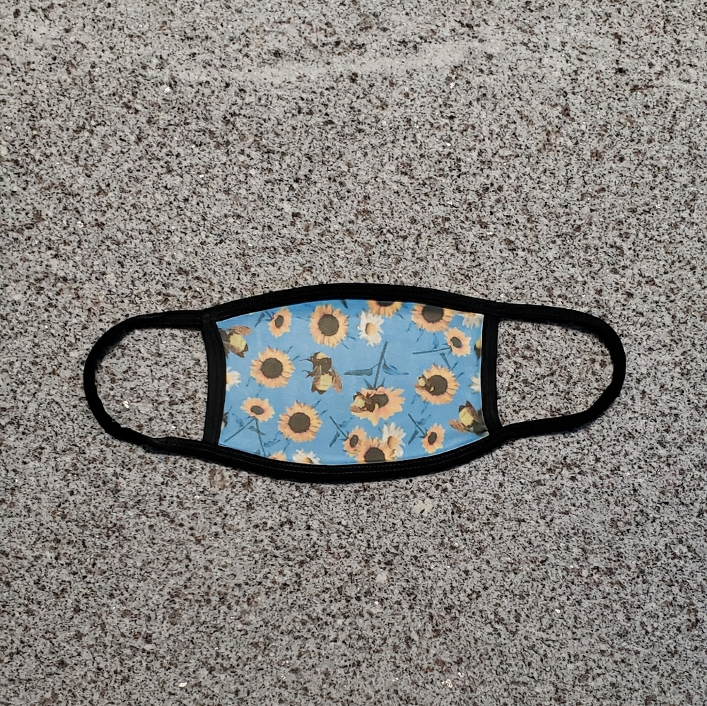 Sunflower and Bees Face Covering Mask -non…